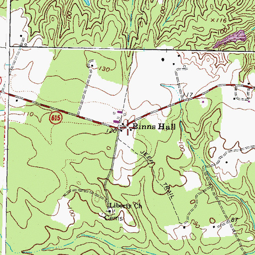 Topographic Map of Binns Hall, VA