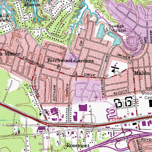 Topographic Map of Birchwood-Gardens, VA