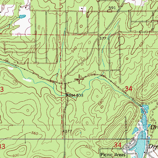 Topographic Map of Arlo (historical), AL