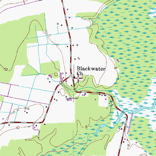Topographic Map of Blackwater Church, VA