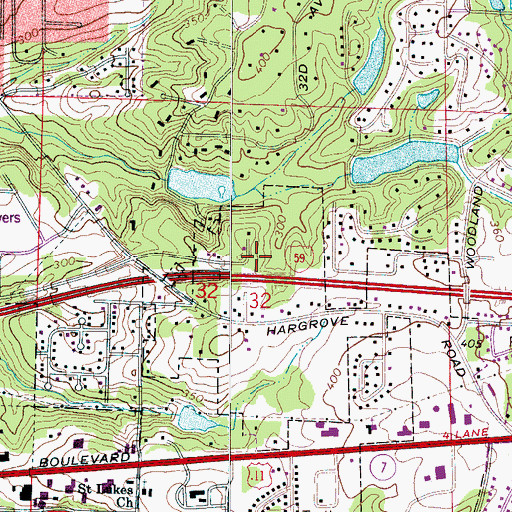 Topographic Map of Arrow Wood, AL