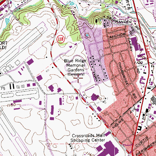 Topographic Map of Blue Ridge Memorial Gardens, VA