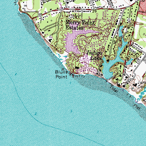 Topographic Map of Blunt Point, VA