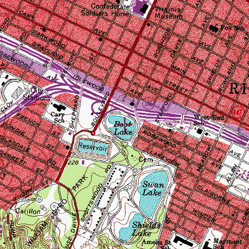 Topographic Map of Boat Lake, VA