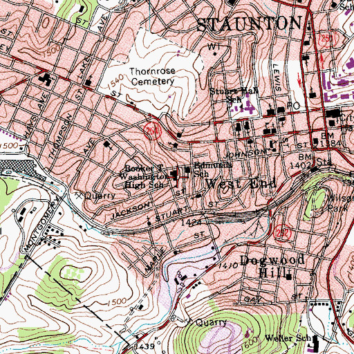 Topographic Map of Booker T Washington High School, VA