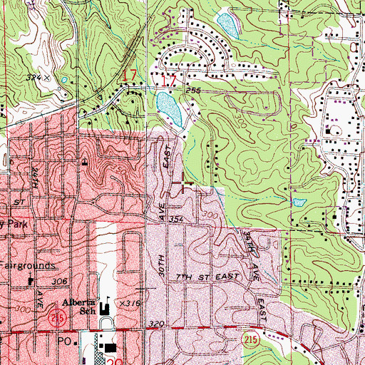 Topographic Map of Asbury, AL