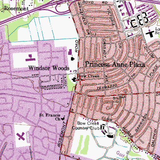 Topographic Map of Bow Creek Church, VA
