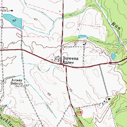 Topographic Map of Bowens Store, VA