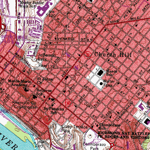 Topographic Map of Bowler School, VA
