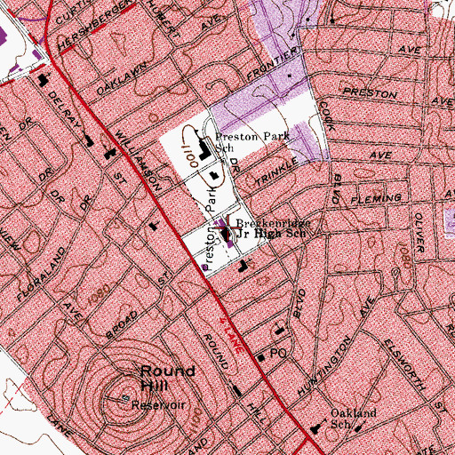 Topographic Map of James Breckinridge Middle School, VA