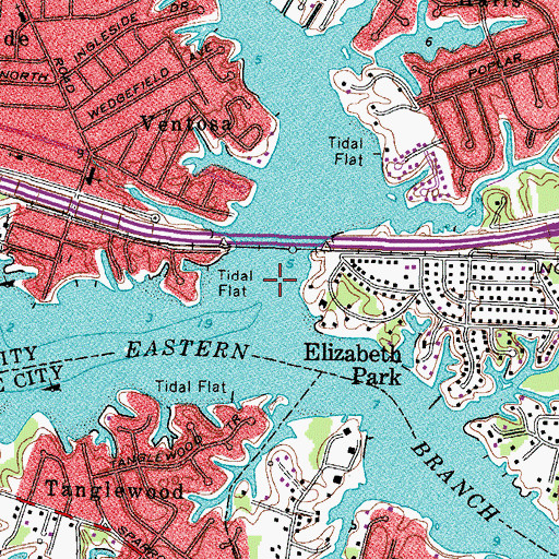 Topographic Map of Broad Creek, VA