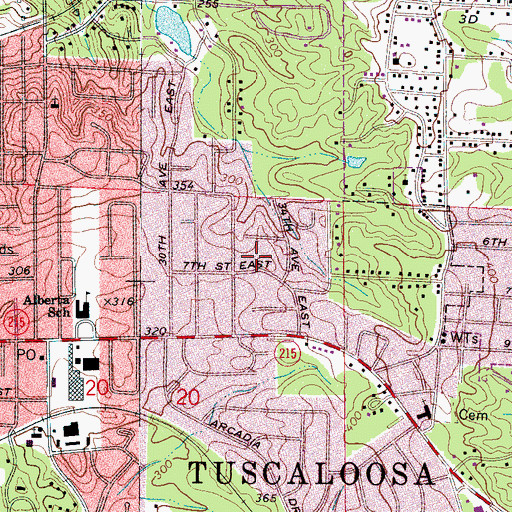 Topographic Map of Austin Subdivision, AL