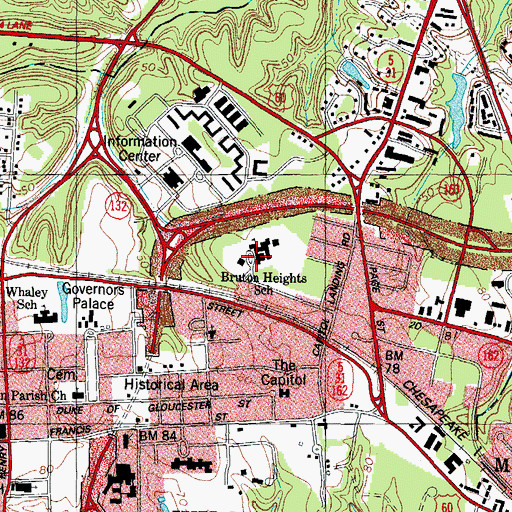 Topographic Map of Bruton Heights School, VA