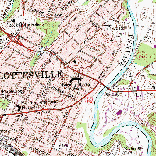 Topographic Map of Burnley - Moran Elementary School, VA