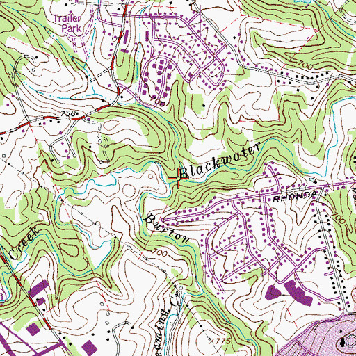 Topographic Map of Burton Creek, VA