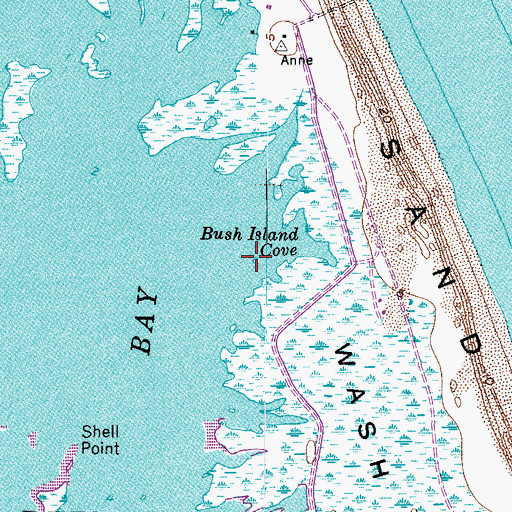 Topographic Map of Bush Island Cove, VA