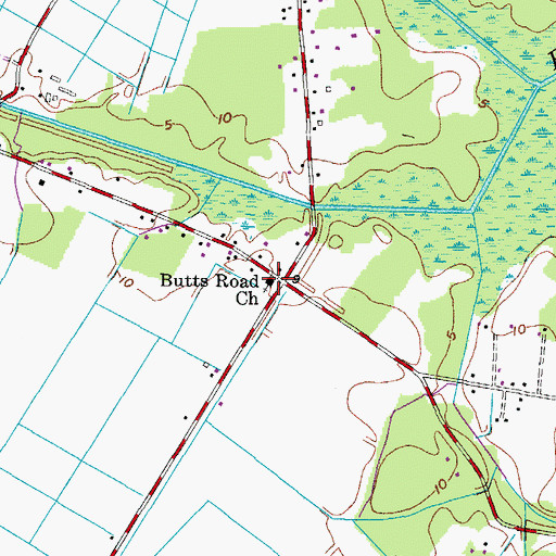 Topographic Map of Butts Road Church, VA