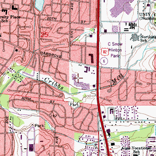Topographic Map of Bama Mall Shopping Center, AL