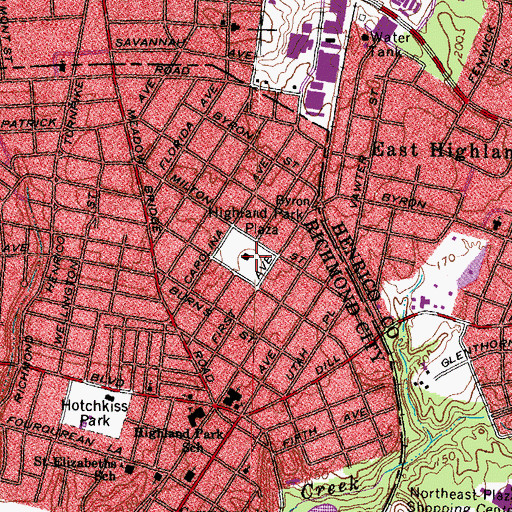 Topographic Map of Byron Highland Park Plaza, VA