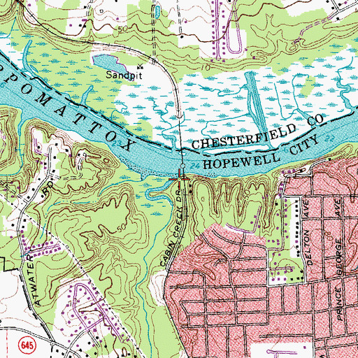 Topographic Map of Cabin Creek, VA