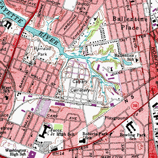 Topographic Map of Calvary Cemetery, VA