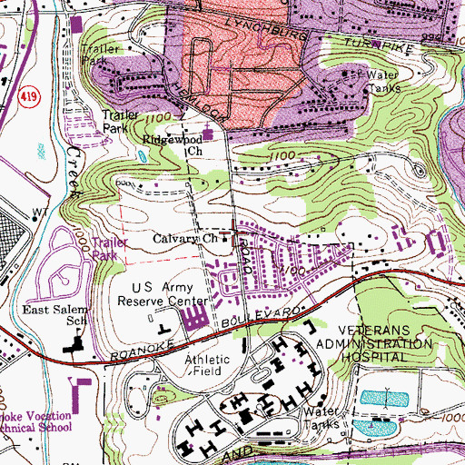 Topographic Map of Calvary Church, VA