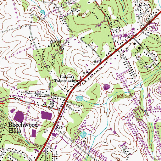 Topographic Map of Calvary Tabernacle, VA