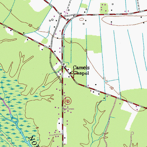 Topographic Map of Camels Chapel, VA