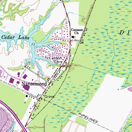 Topographic Map of Canaan Cemetery, VA