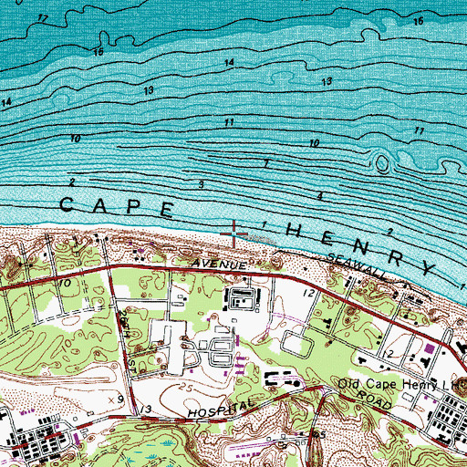 Topographic Map of Cape Henry, VA