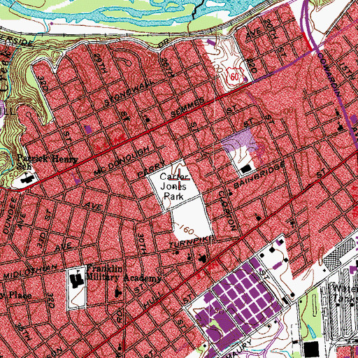 Topographic Map of Carter Jones Park, VA