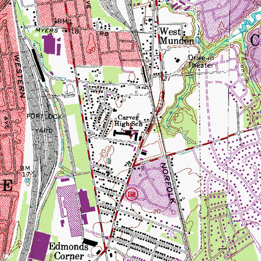 Topographic Map of George W Carver Intermediate School, VA