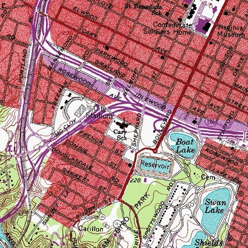Topographic Map of John B Cary Elementary School, VA