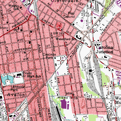 Topographic Map of Cascade Park, VA
