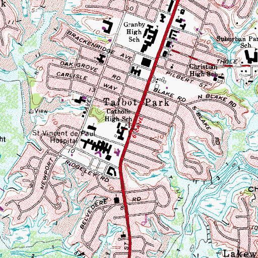 Topographic Map of Catholic High School, VA