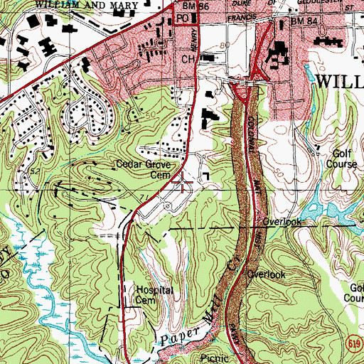 Topographic Map of Cedar Grove Cemetery, VA