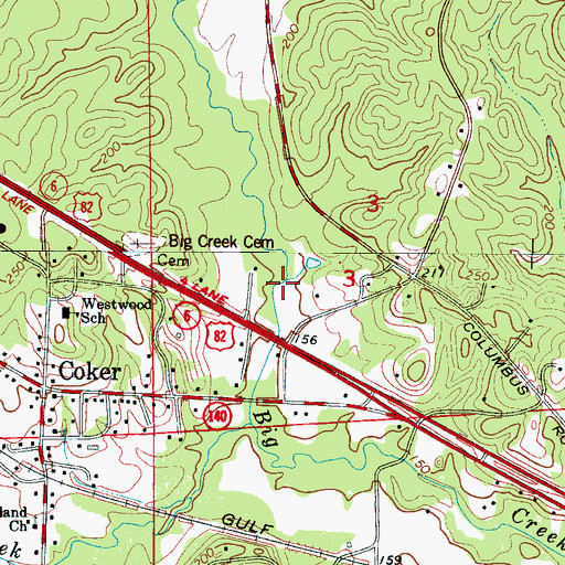 Topographic Map of Barringers Mill (historical), AL