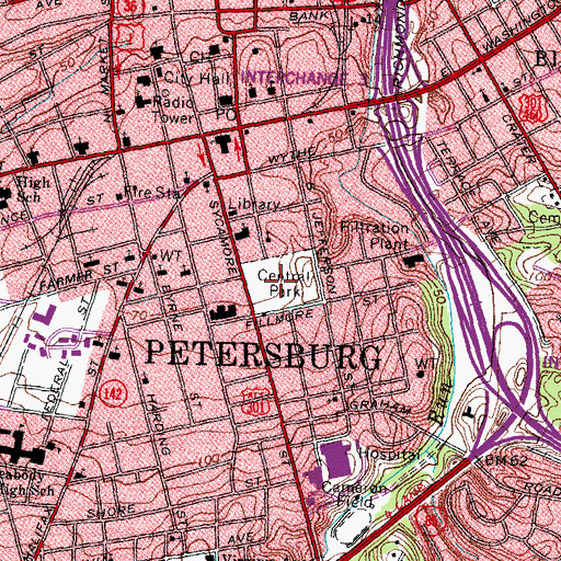 Topographic Map of Central Park, VA
