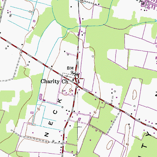 Topographic Map of Charity United Methodist Church, VA
