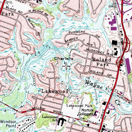 Topographic Map of Charters Island, VA