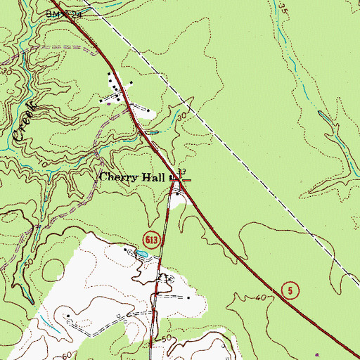 Topographic Map of Cherry Hall, VA