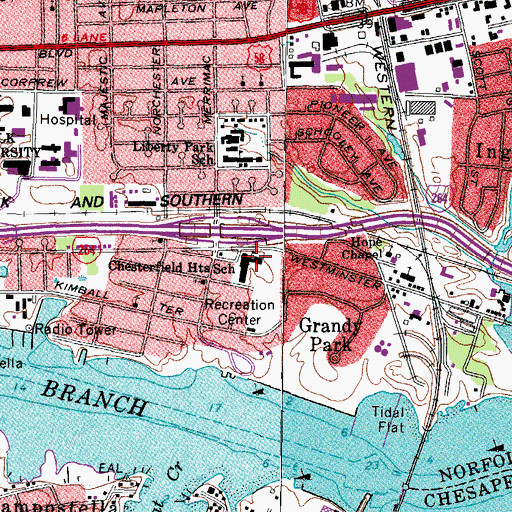 Topographic Map of Chesterfield Academy, VA