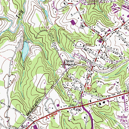 Topographic Map of Christ Chapel, VA