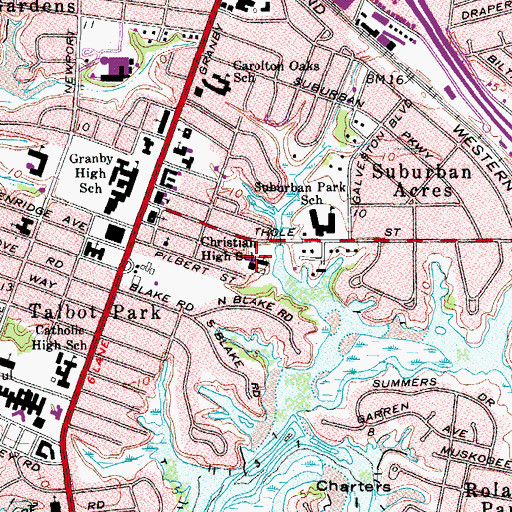 Topographic Map of Norfolk Christian Upper School, VA