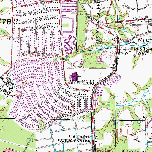 Topographic Map of Churchland Middle School, VA