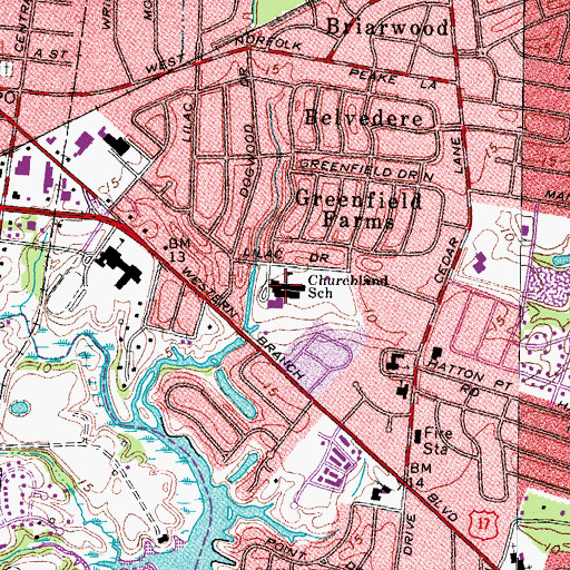 Topographic Map of Churchland Elementary School, VA