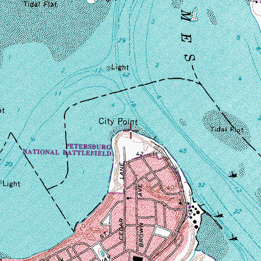 Topographic Map of City Point, VA