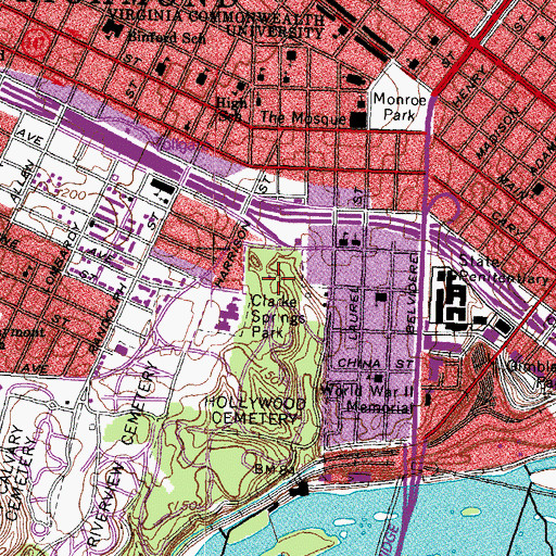 Topographic Map of Clarke Springs Park, VA