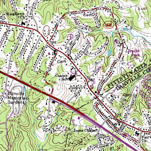 Topographic Map of Coates Elementary School, VA