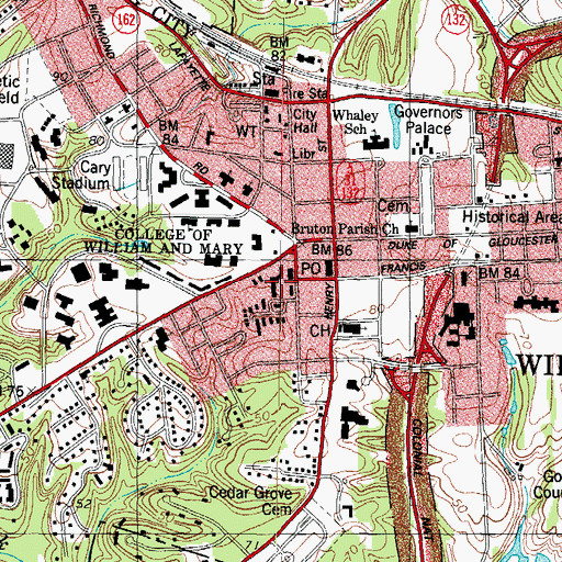 Topographic Map of College of William and Mary, VA